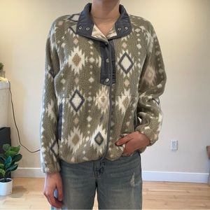 Grey Tribal Print Button Up Jacket- Small